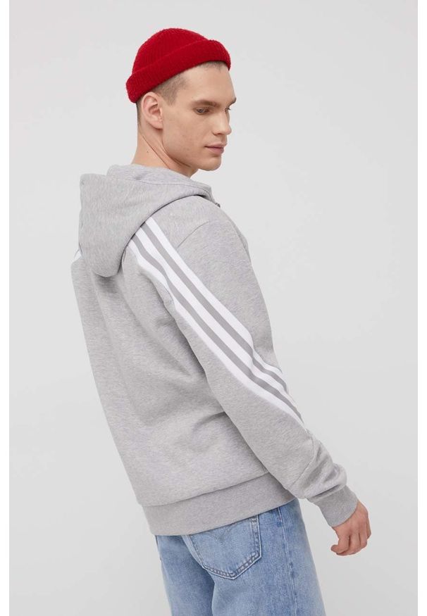 adidas Performance bluza HC5249 męska kolor szary z kapturem melanżowa. Okazja: na co dzień. Typ kołnierza: kaptur. Kolor: szary. Materiał: poliester, bawełna. Wzór: melanż. Styl: casual