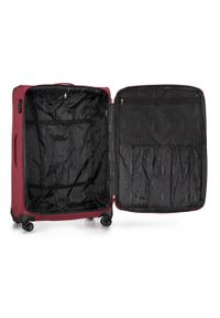 Wittchen - Duża walizka z kolorowym suwakiem bordowa. Kolor: czerwony. Materiał: poliester. Wzór: kolorowy. Styl: wakacyjny #5
