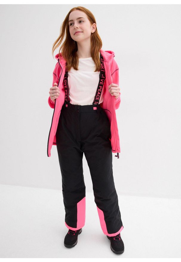 bonprix - Miękka rozpinana bluza polarowa z praktycznymi kieszeniami na zamek. Kolor: różowy. Materiał: polar