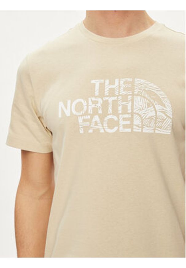The North Face T-Shirt Woodcut Dome NF0A87NX Beżowy Regular Fit. Kolor: beżowy. Materiał: bawełna