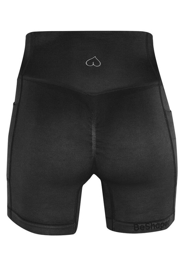 BESHAPED - Szorty fitness damskie Beshaped Lift Me Up z kieszeniami. Kolor: czarny. Materiał: nylon. Sport: fitness