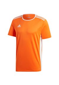 Adidas - Koszulka piłkarska dla dzieci adidas Entrada 18 Jersey JUNIOR. Kolor: biały, pomarańczowy, wielokolorowy. Materiał: jersey. Sport: piłka nożna