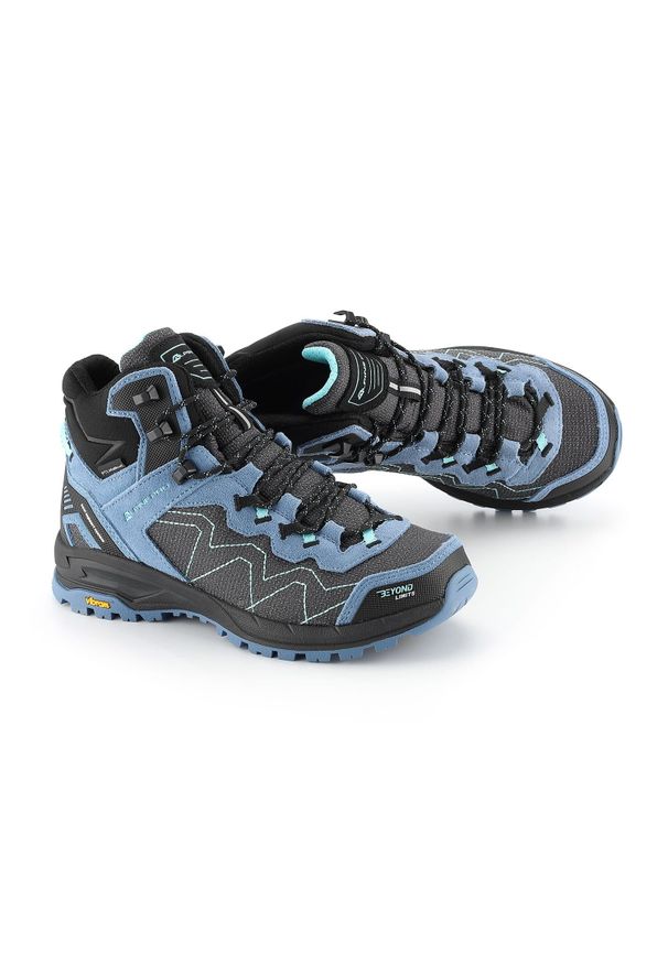 ALPINE PRO - Buty wysokie trekkingowe damskie Alpine Pro Cerne 2 Vibram. Kolor: niebieski. Materiał: skóra, welur. Styl: sportowy