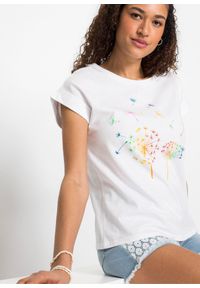 bonprix - T-shirt z nadrukiem z roślinnym motywem. Kolor: biały. Wzór: nadruk #3