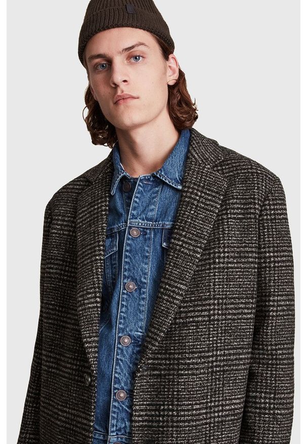 AllSaints Płaszcz wełniany Hare kolor czarny przejściowy. Okazja: na co dzień. Kolor: czarny. Materiał: wełna. Styl: casual, klasyczny