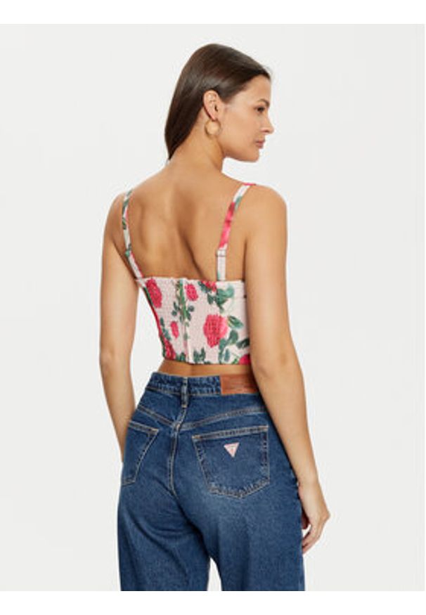 Guess Top W5RH26 WGLO2 Kolorowy Regular Fit. Materiał: syntetyk. Wzór: kolorowy