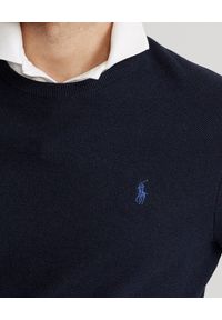 Ralph Lauren - RALPH LAUREN - Sweter z logo Regular Fit. Typ kołnierza: polo. Kolor: niebieski. Materiał: bawełna, dzianina, materiał. Wzór: haft #4