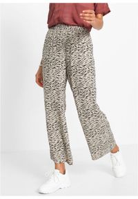 bonprix - Spodnie z szerokimi nogawkami. Kolor: beżowy #1