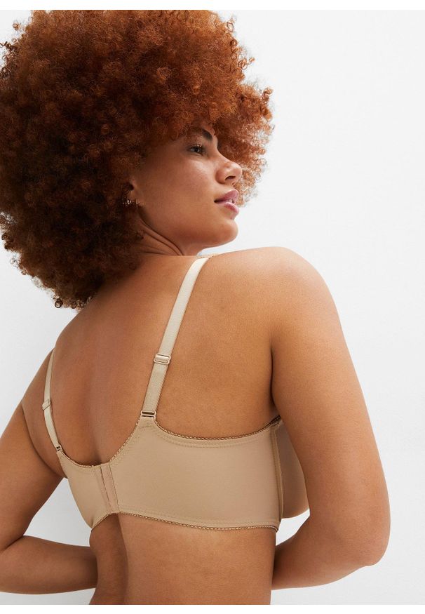 bonprix - Biustonosz typu T-shirt na fiszbinach. Kolor: beżowy