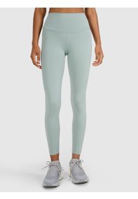 4f - 4F Legginsy treningowe szybkoschnące damskie - zielone XS. Stan: podwyższony. Kolor: zielony. Materiał: dzianina, materiał, syntetyk, włókno, elastan. Wzór: gładki, ze splotem. Sport: fitness
