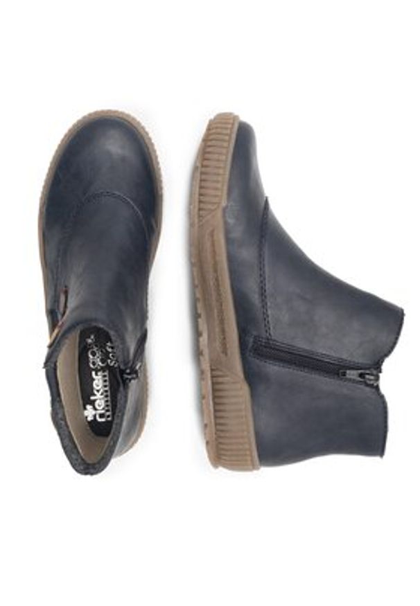 Rieker Botki N0751-14 Granatowy. Kolor: niebieski. Materiał: syntetyk