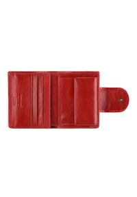 Wittchen - Damski portfel ze skóry lakierowany z ozdobną napą czerwony. Kolor: czerwony. Materiał: lakier, skóra. Wzór: aplikacja