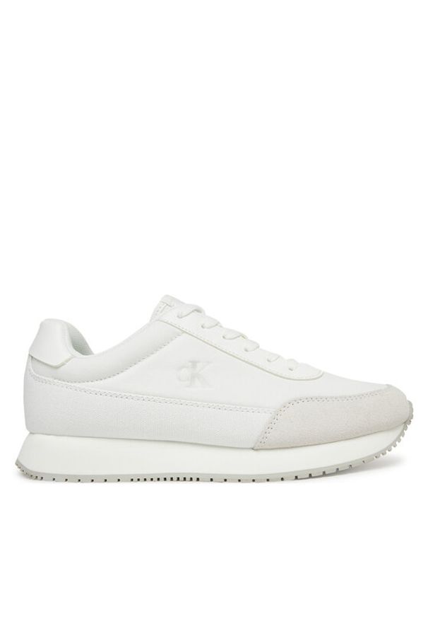 Calvin Klein Jeans Sneakersy Retro Runner Low Laceup Canvas YW0YW01888 Biały. Kolor: biały. Materiał: materiał