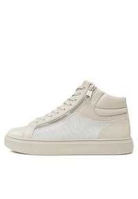 Calvin Klein Sneakersy High Top Lace Up W/Zip Mono HM0HM01046 Beżowy. Kolor: beżowy. Materiał: skóra