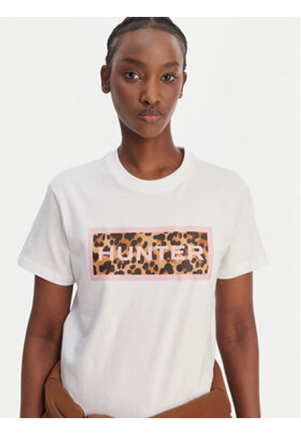 Hunter T-Shirt Essentials HARW0011261 Biały Regular Fit. Kolor: biały. Materiał: bawełna
