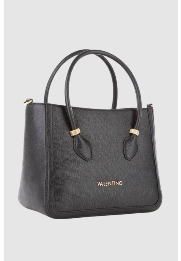 Valentino by Mario Valentino - VALENTINO Czarna torebka Montmartr Shopping. Kolor: czarny. Wzór: paski
