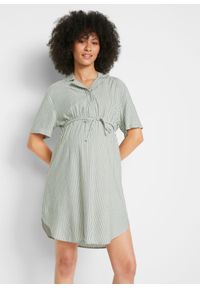 bonprix - Sukienka ciążowa i do karmienia piersią ze zrównoważonego materiału. Kolekcja: moda ciążowa. Kolor: biały. Materiał: materiał. Typ sukienki: szmizjerki #1
