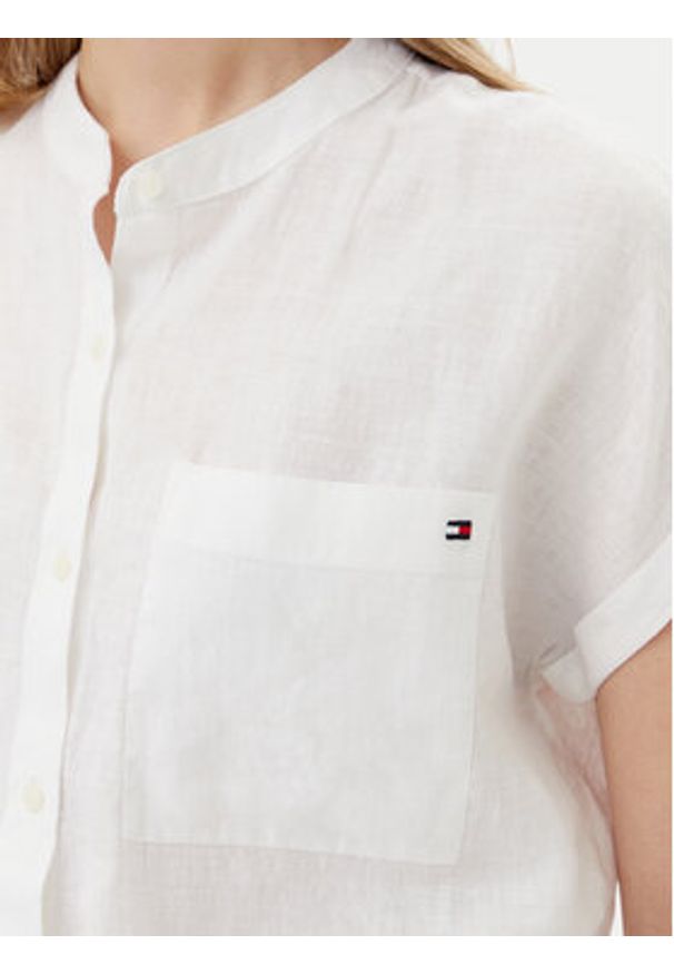 TOMMY HILFIGER - Tommy Hilfiger Koszula WW0WW44715 Biały Regular Fit. Kolor: biały. Materiał: len