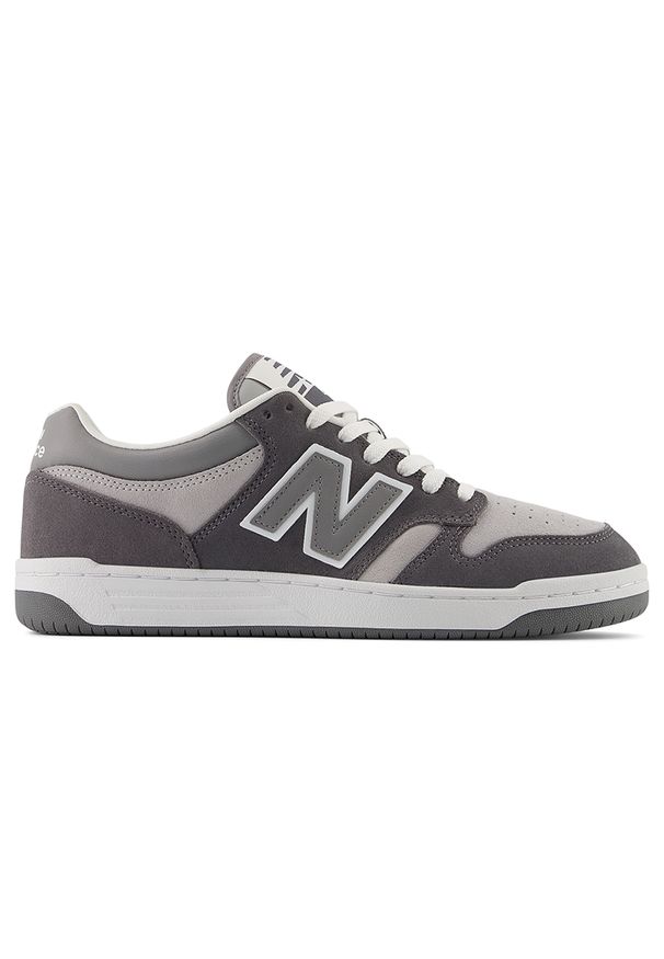 Buty unisex New Balance BB480LEC – szare. Okazja: na co dzień. Kolor: szary. Materiał: materiał, syntetyk, dresówka, skóra. Szerokość cholewki: normalna. Sport: turystyka piesza