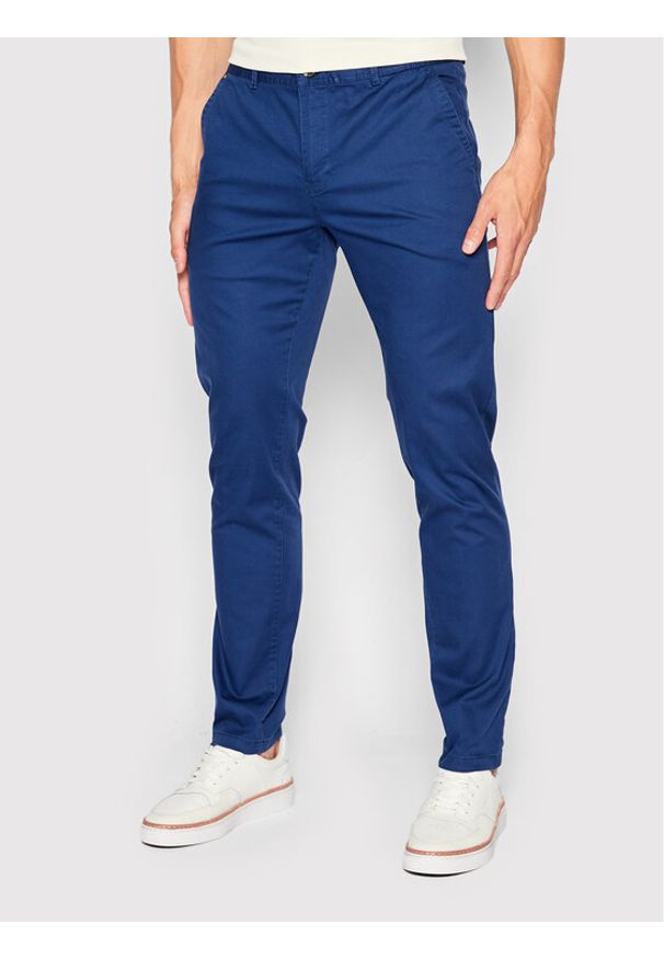 Scotch & Soda Chinosy 167137 Granatowy Slim Fit. Kolor: niebieski. Materiał: bawełna