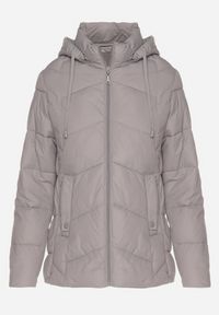 Born2be - Jasnoszara Kurtka z Pikowanymi Przeszyciami i Odpinanym Kapturem Felanwen. Okazja: na co dzień. Kolor: szary. Materiał: jeans. Styl: casual, elegancki, sportowy #8