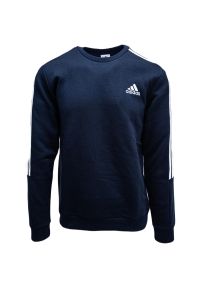 Adidas - Bluza męska adidas Essentials Sweatshirt. Kolor: biały, wielokolorowy, niebieski. Materiał: bawełna, materiał