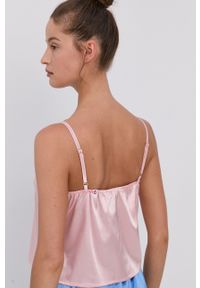 PLNY LALA - Top piżamowy. Kolor: różowy. Materiał: satyna, materiał. Wzór: ze splotem #3