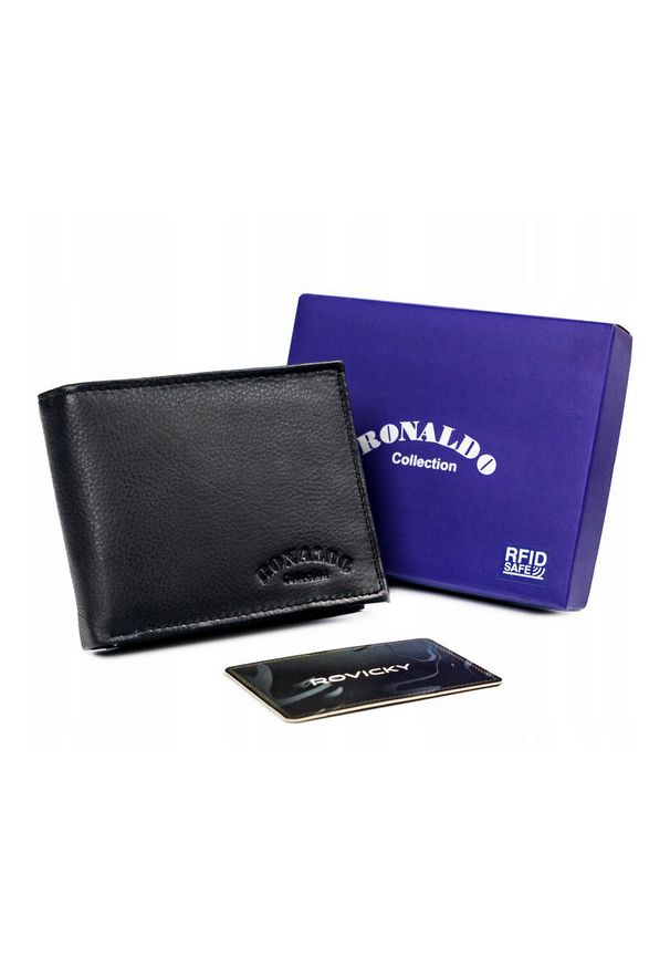 Portfel skórzany Ronaldo 0670-D BLACK czarny. Kolor: czarny. Materiał: skóra