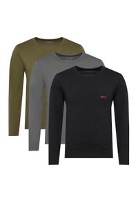 Hugo - HUGO Komplet 3 longsleeve 50492631 Kolorowy Regular Fit. Materiał: bawełna. Długość rękawa: długi rękaw. Wzór: kolorowy