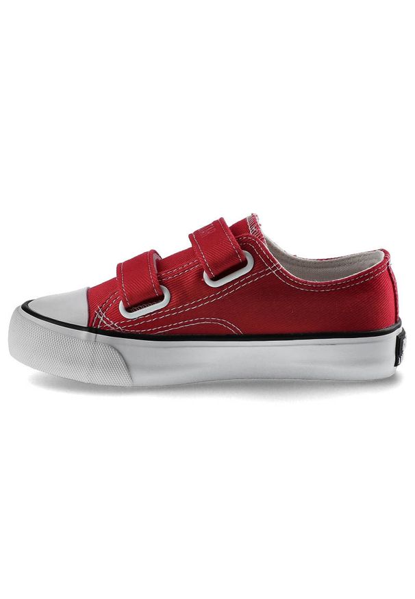 Big-Star - Czerwone Trampki Big Star Dziecięce Buty Na Rzep. Okazja: na co dzień, na uczelnię. Zapięcie: rzepy. Kolor: czerwony. Materiał: materiał, guma. Szerokość cholewki: normalna. Wzór: napisy. Styl: casual