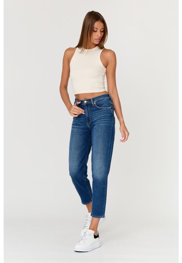7 FOR ALL MANKIND Granatowe jeansy damskie MALIA LUXE VINTAGE BLUEPRINT. Kolor: niebieski. Styl: vintage