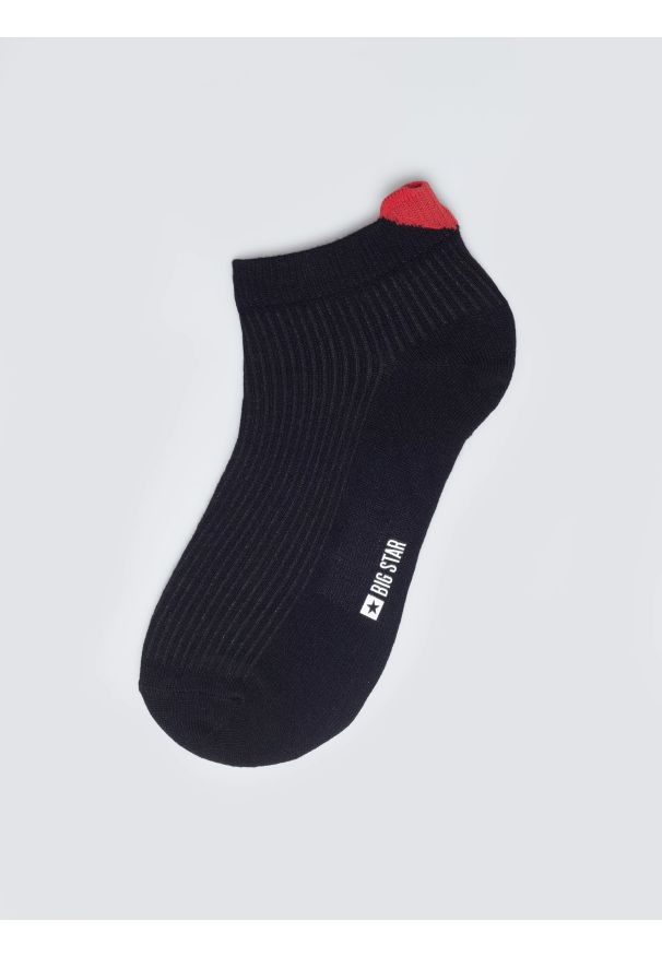 Big-Star - Stopki damskie z wiskozy z sercem czarne Lovelia 906. Kolor: czarny. Materiał: wiskoza. Wzór: ze splotem