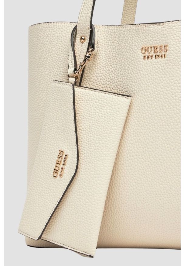 Guess - GUESS Beżowa shopperka damska 3 w 1 Brenton. Kolor: beżowy. Styl: casual, elegancki