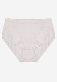 Born2be - Białe Bawełniane Majtki Figi z Koronką Idiana. Kolekcja: plus size. Kolor: biały. Materiał: koronka, bawełna. Wzór: koronka