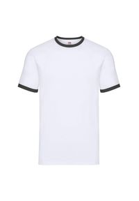 FRUIT OF THE LOOM - T-shirt Męski Ringer. Kolor: biały, wielokolorowy, czarny