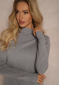 Renee - Szary Casualowy Golf Arlotta. Okazja: na co dzień. Typ kołnierza: golf. Kolor: szary. Materiał: poliamid, poliester, jedwab, jeans. Styl: casual #5