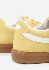 Born2be - Żółte Sneakersy na Kauczukowej Podeszwie z Geometrycznym Wzorem Sewtila. Okazja: na co dzień. Kolor: żółty. Materiał: kauczuk. Wzór: geometria #3