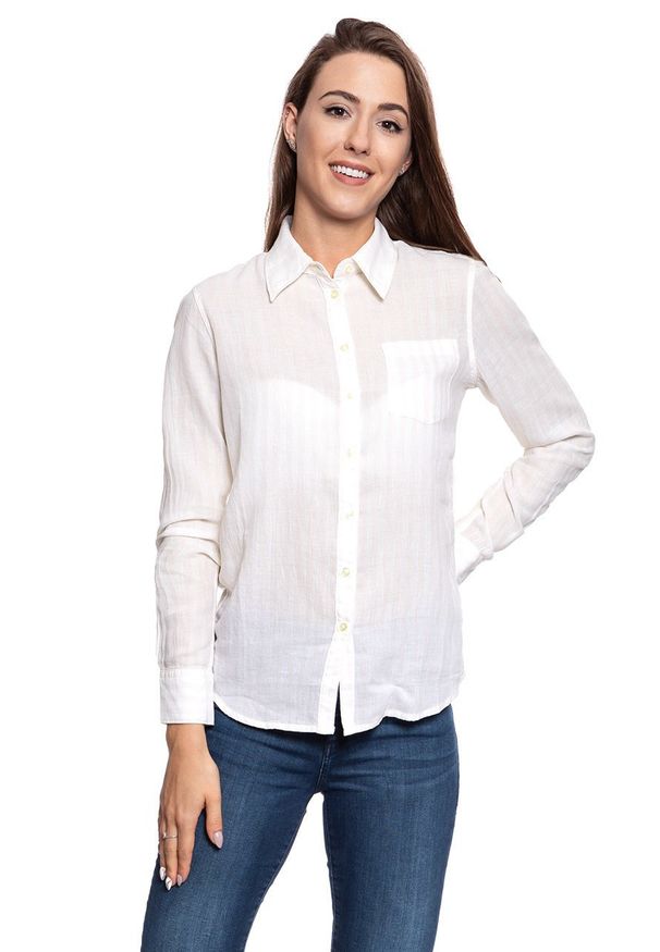Wrangler - KOSZULA WRANGLER 1 PKT SHIRT PETAL PINK W5241OBY1 112129365. Długość rękawa: długi rękaw. Długość: długie
