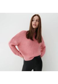 Mohito - Różowy sweter z wełną - Różowy. Kolor: różowy. Materiał: wełna