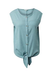 Koszulka turystyczna damska Tom Tailor Button Tee. Kolor: niebieski. Materiał: elastan, poliester