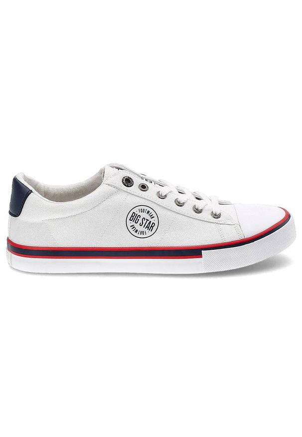 Big-Star - Białe Trampki Big Star Męskie Wygodne Buty. Kolor: biały. Materiał: materiał. Szerokość cholewki: normalna. Wzór: aplikacja
