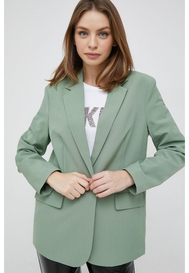 Vero Moda marynarka kolor zielony jednorzędowa gładka. Okazja: na co dzień. Kolor: zielony. Wzór: gładki. Styl: casual