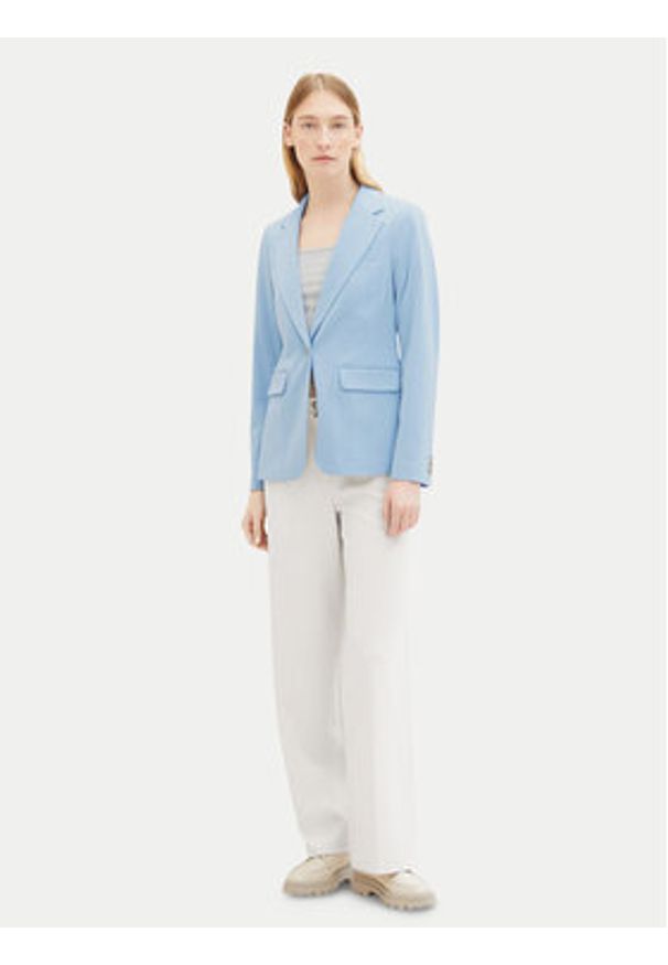 Tom Tailor Marynarka 1040327 Błękitny Regular Fit. Kolor: niebieski. Materiał: syntetyk, wiskoza