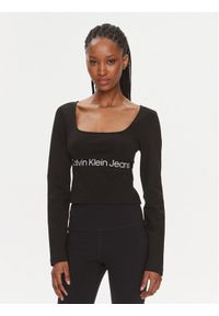 Calvin Klein Jeans Bluzka J20J222013 Czarny Regular Fit. Kolor: czarny. Materiał: syntetyk