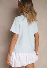 Renee - Niebieski Klasyczny T-shirt z Grubszej Bawełny Tiavone. Okazja: na co dzień. Kolor: niebieski. Materiał: bawełna. Styl: klasyczny