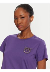 Pinko - PINKO T-Shirt Quentin 103320 A2RN Fioletowy Regular Fit. Kolor: fioletowy. Materiał: bawełna #5