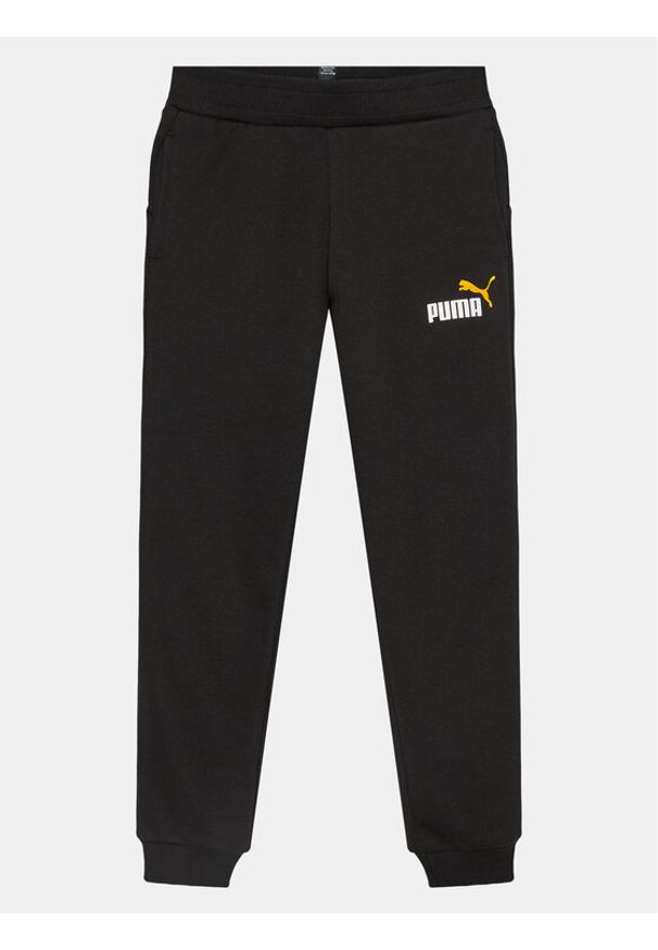 Puma Spodnie dresowe Ess+ 2 Col Logo Pant 586988 Czarny Regular Fit. Kolor: czarny. Materiał: bawełna