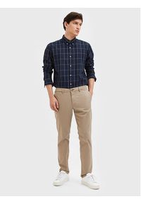 Selected Homme Chinosy New 16087663 Beżowy Slim Fit. Kolor: beżowy. Materiał: bawełna #4