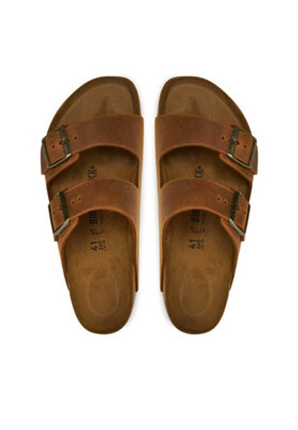 Birkenstock Klapki Arizona Leoi 1028272 Brązowy. Kolor: brązowy. Materiał: skóra
