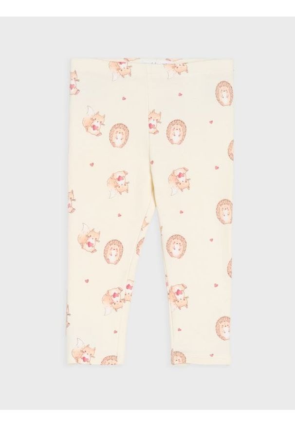 Sinsay - Legginsy z motywem leśnym - kremowy. Kolor: kremowy